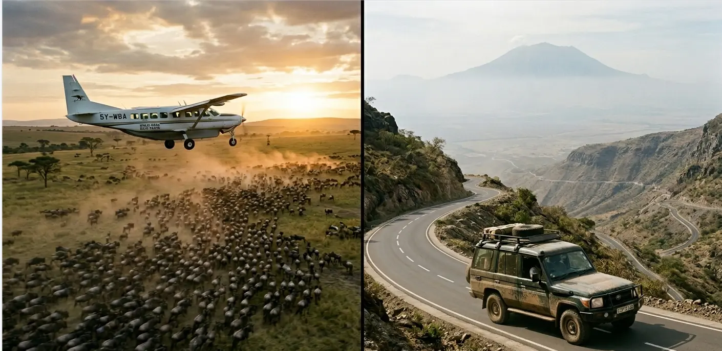 When comparing Driving vs Flying on Safari, you are choosing between two completely different ways of experiencing Africa. Each option shapes not only how you move between destinations but also how you connect with the journey itself.