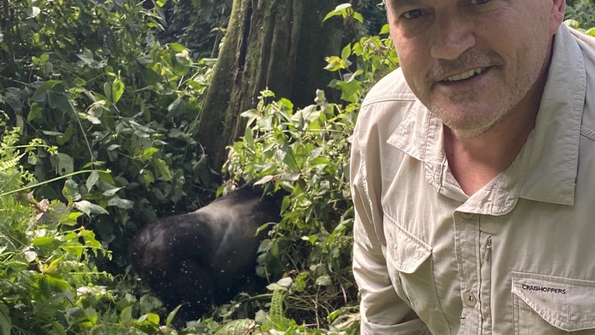 A traveler having thrilling experience in Bwindi Impenetrable National Park on a trip organised by Pieland Gorilla Safaris.