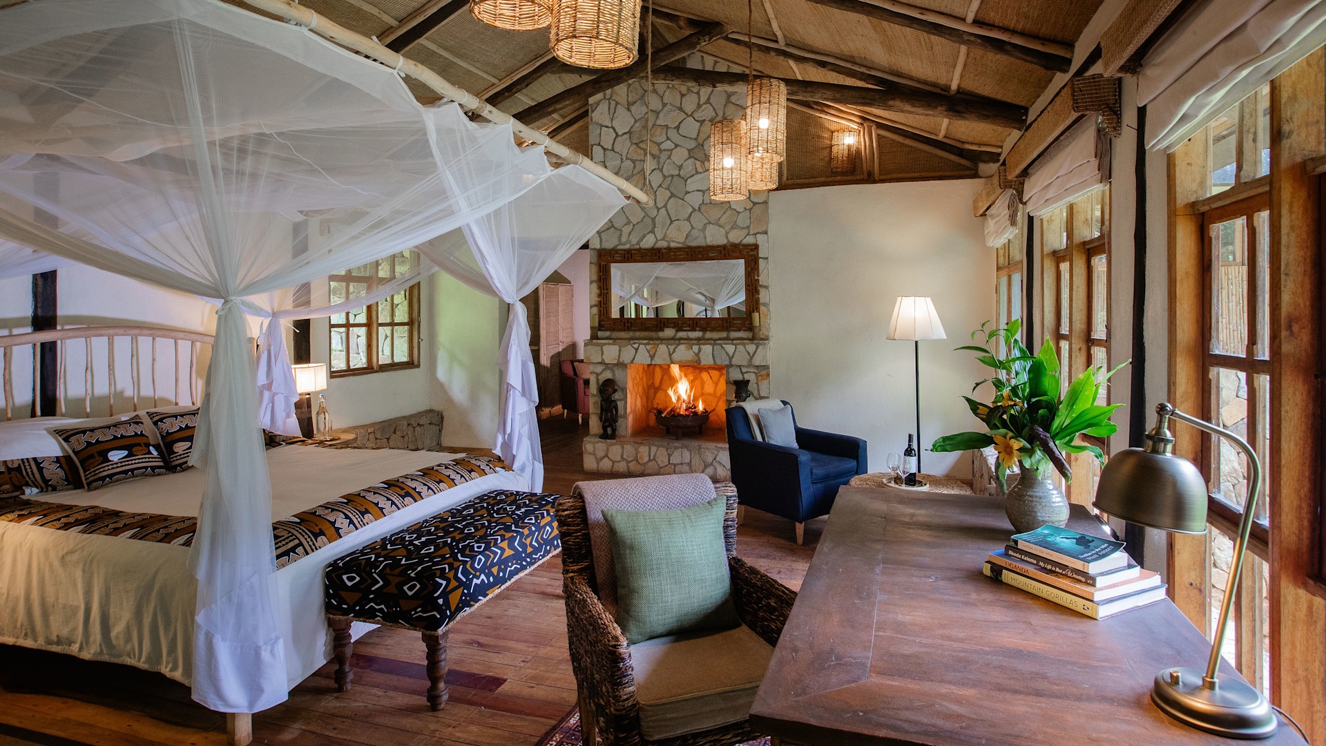 Luxury Volcanoes Bwindi lodge blends nature and comfort with best views of Bwindi Impenetrable National Park. At Pieland Gorilla Safaris all out trips aim at good experience.