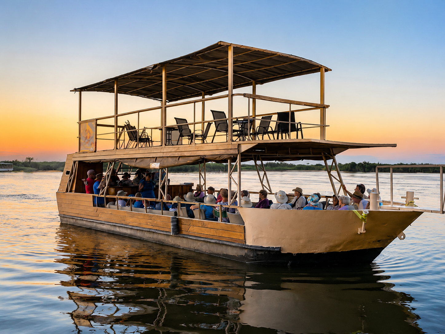 Chobe River boat safari experience during a Victoria Falls and Botswana family safari.