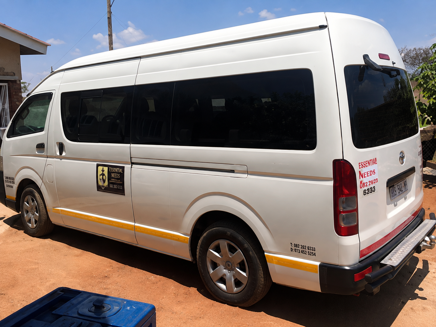 Safari vehicle transferring tourists from Chobe National Park to Victoria Falls.
