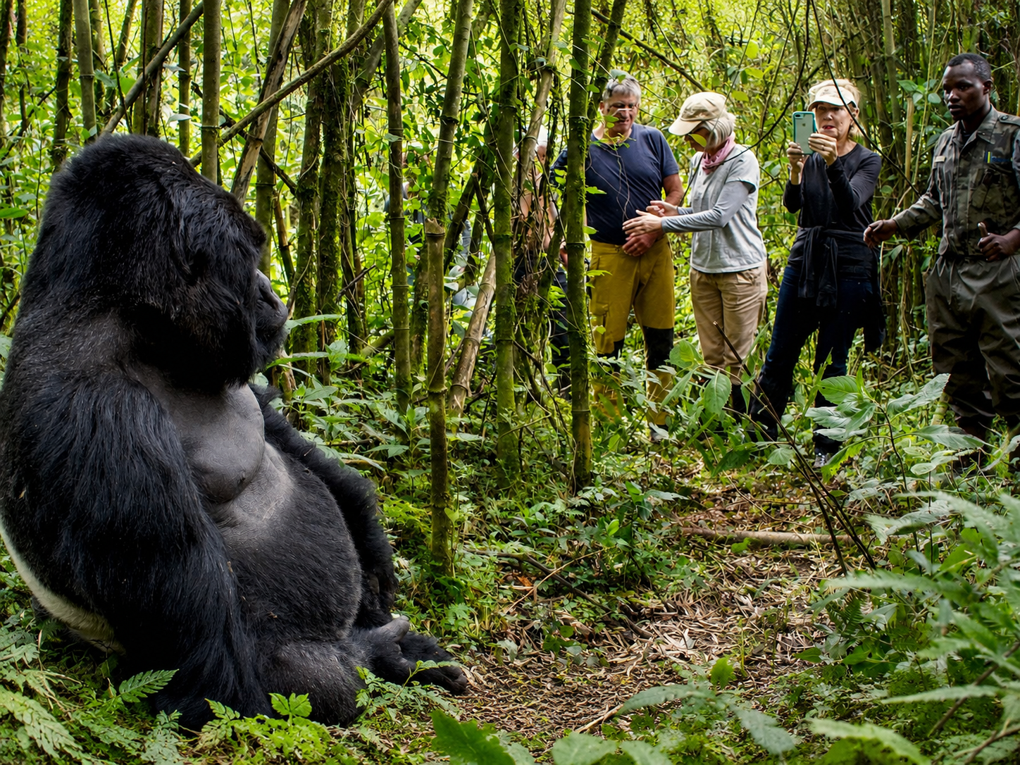Tourists departing from Kigali International Airport for Victoria Falls after gorilla trekking in Rwanda.