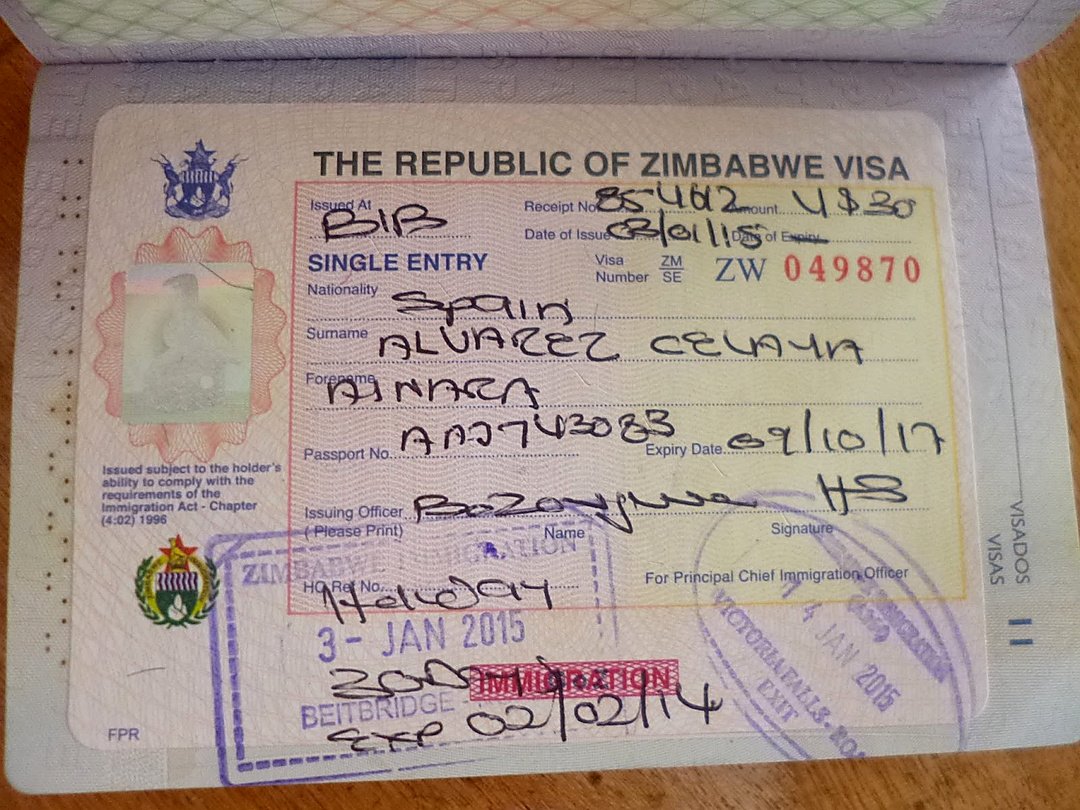 Visa to visit Victoria Falls in Zimbabwe