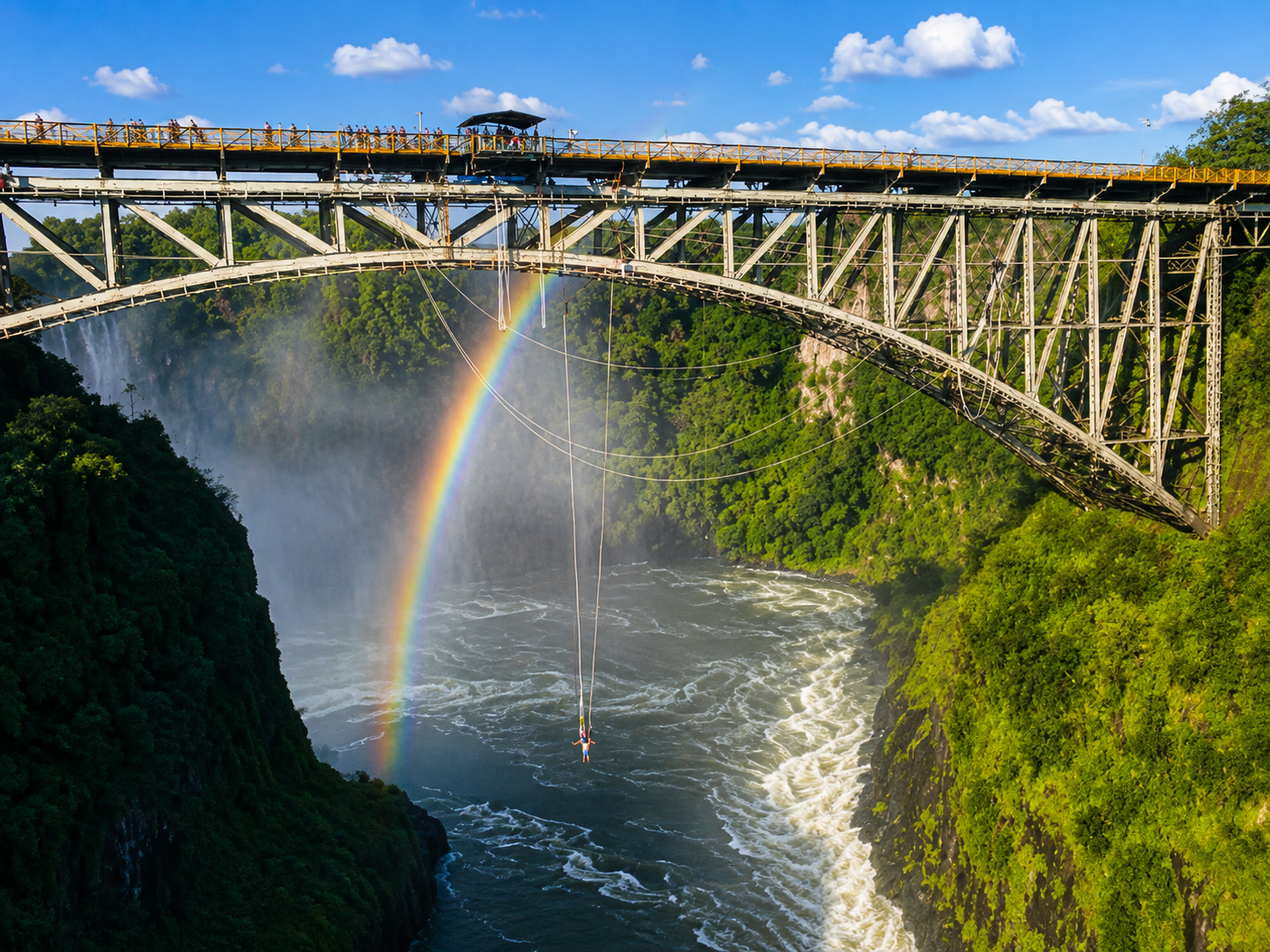 Victoria Falls Bridge spanning the Zambezi Gorge between Zimbabwe and Zambia