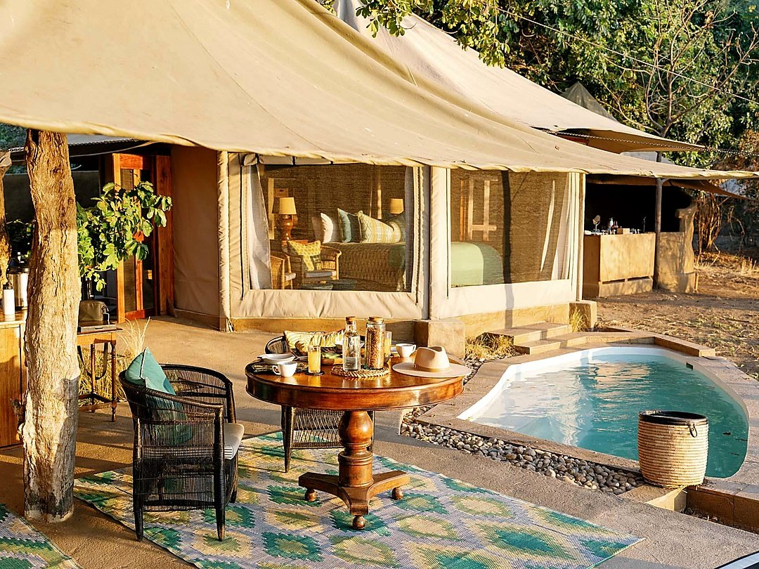 Anabezi Luxury Tented Camp accommodation in Lower Zambezi National Park, Zambia.