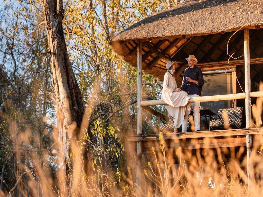 A Couple enjoying a romantic honeymoon in Savuti, Botswana during a safari