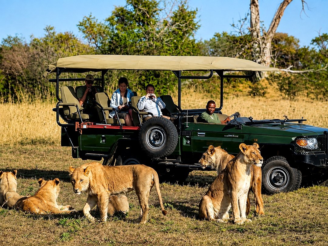 Lions in Hwange National Park.