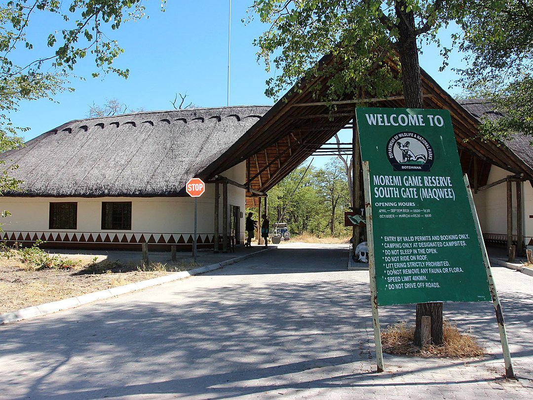 South Gate entrance to Moremi Game Reserve in Botswana.
