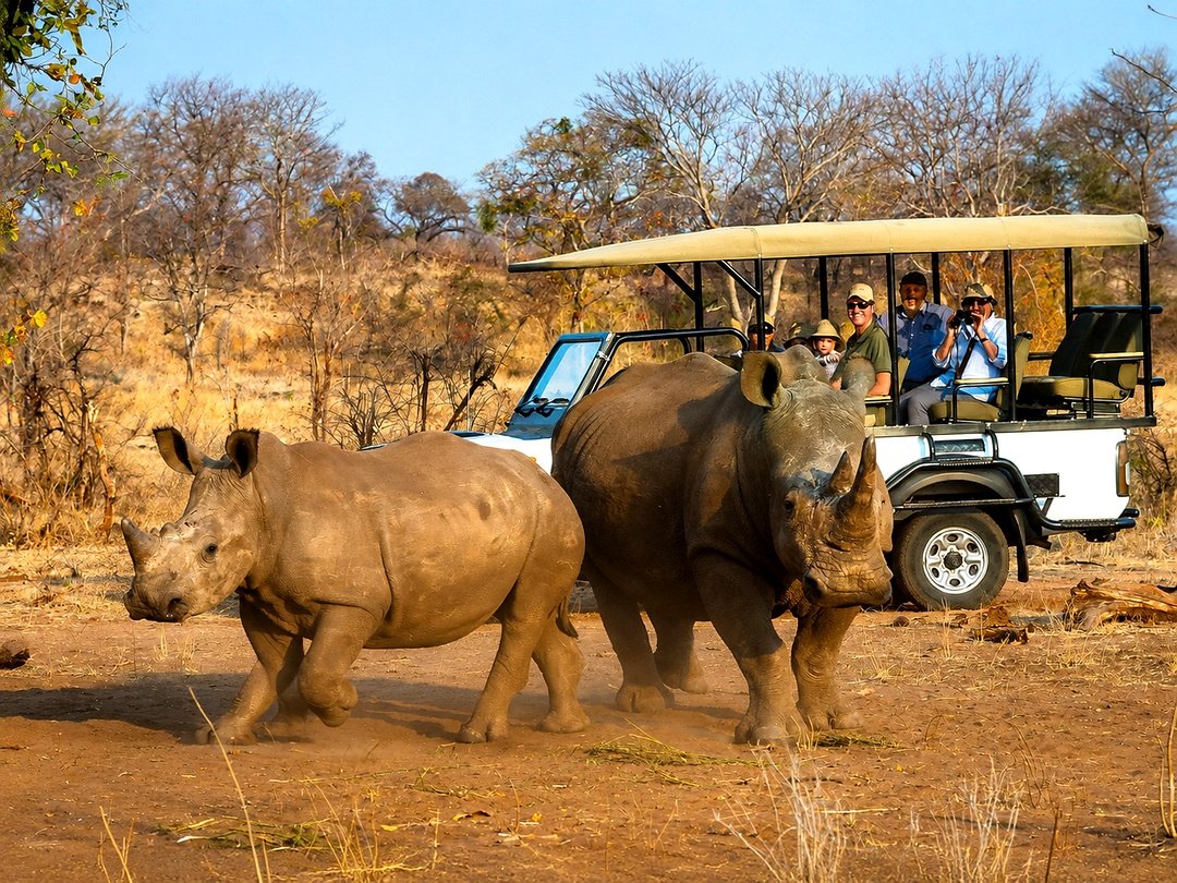Rhino Safari at Mosi-oa-Tunya National Park at Victoria Falls.