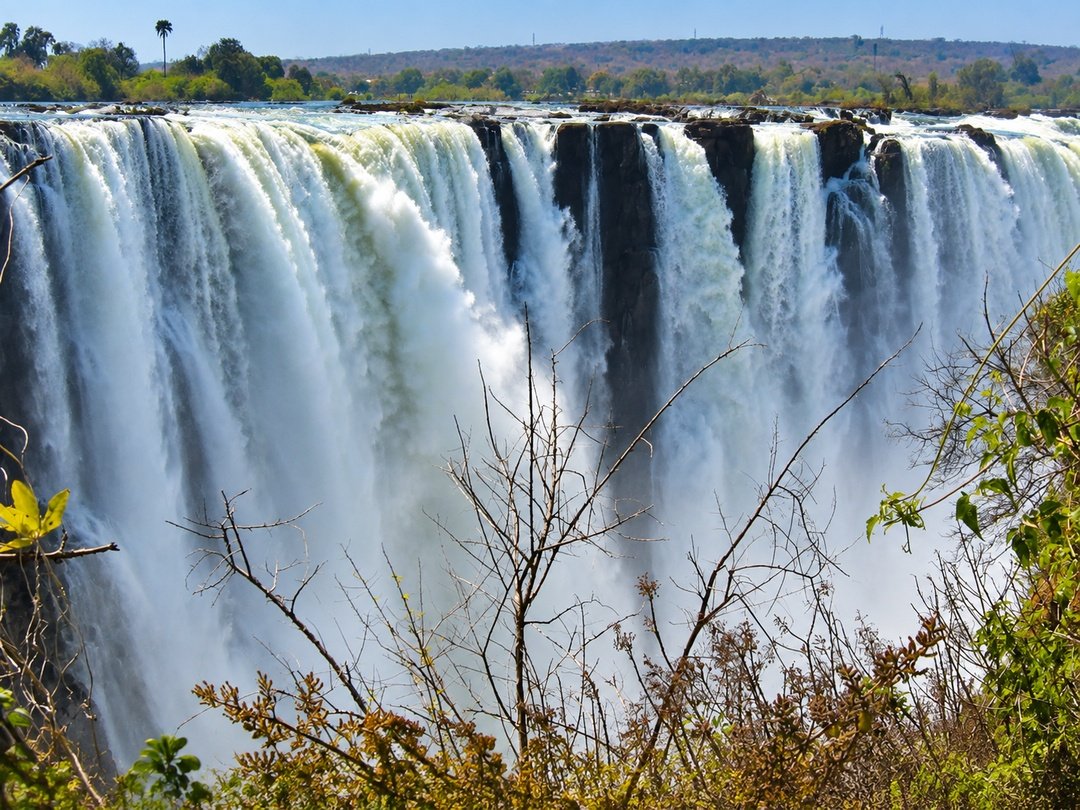 Victoria Falls flowing through Victoria Falls National Park in Zimbabwe, one of the world’s most spectacular natural wonders.