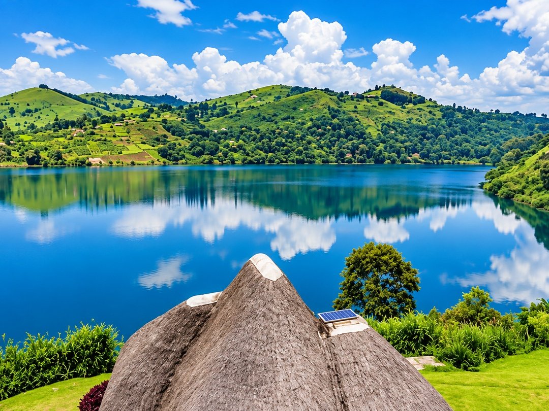 A scenic crater lake near Kibale National Park in western Uganda