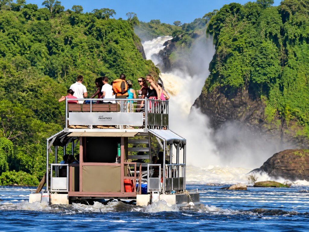 Tourists enjoying a boat safari on the River Nile in Murchison Falls National Park