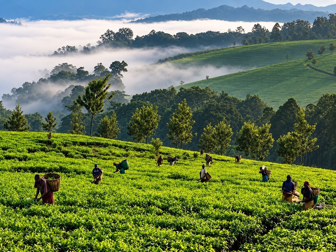 Cultivated hills near Kibale National Park in western Uganda