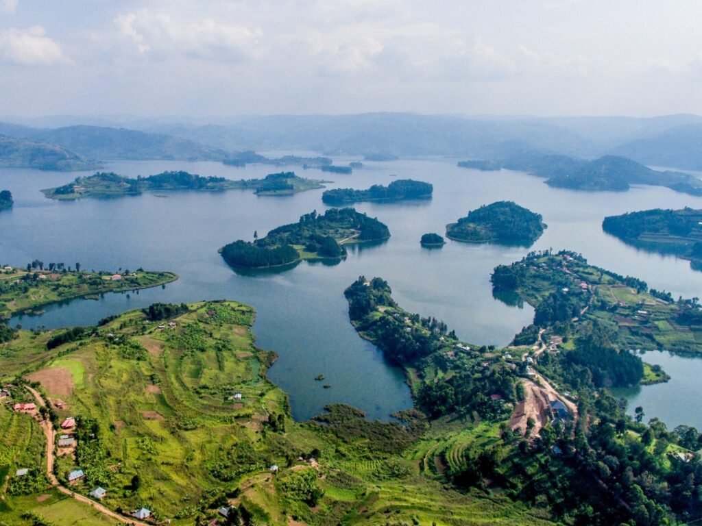 Lake Bunyonyi, a peaceful destination for relaxation during a group safari in Uganda