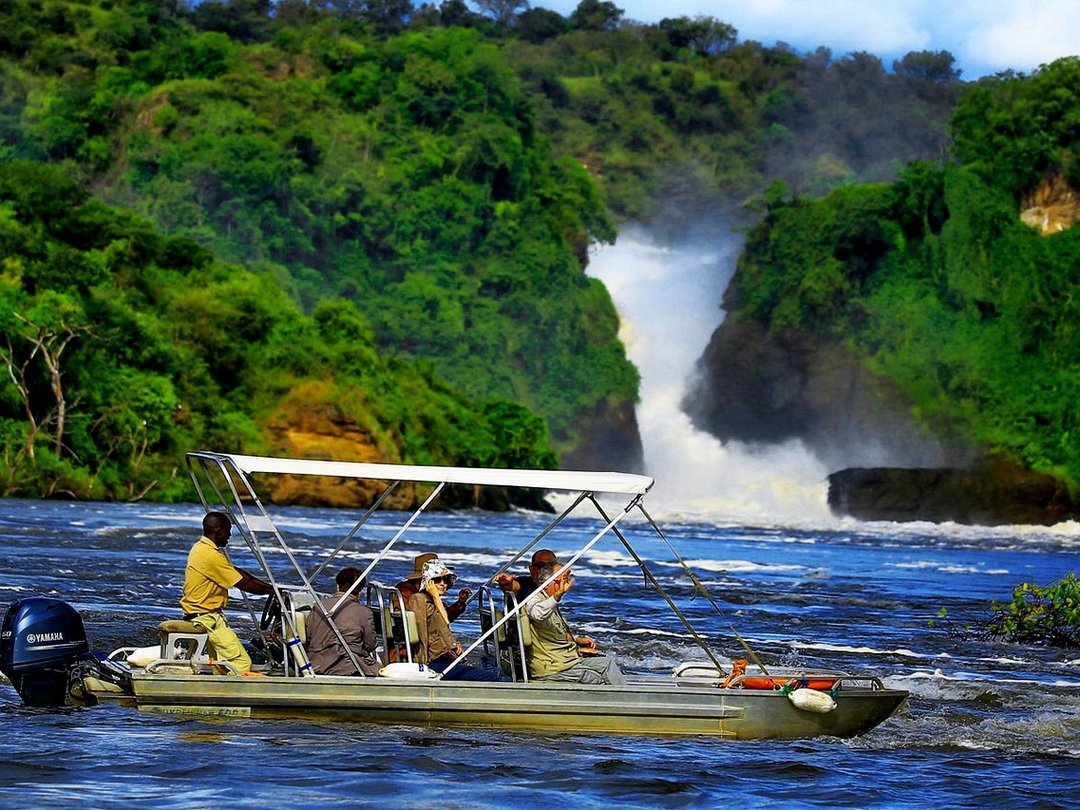 Tourists enjoying a boat safari on the River Nile in Murchison Falls National Park