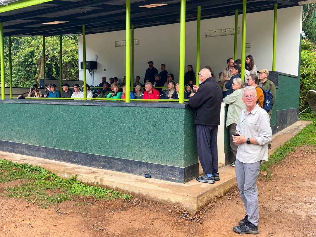 Tourists attending a gorilla trekking briefing in Rushaga, Bwindi Impenetrable National Park