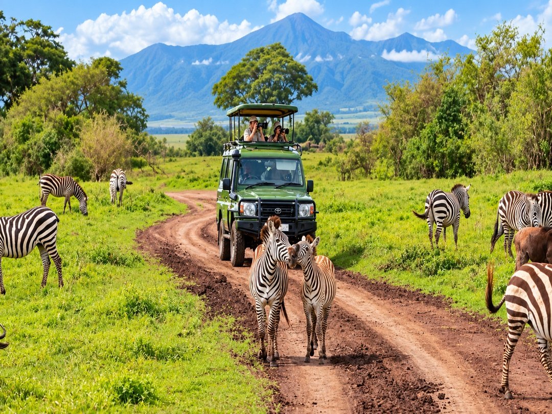 Tourists enjoy a wildlife game drive in Lake Mburo National Park during their 7 Days Gorilla Habituation and Wildlife Safari in Uganda.